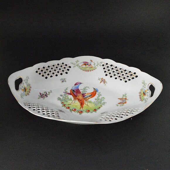Antique Victoria Austria Porcelain Pheasant Serving Bowl - Picture 9 of 9